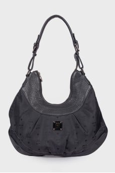 Textile-leather tote bag