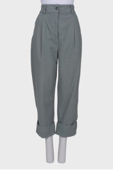 Gray pleated trousers