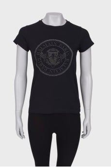 Black t-shirt with embossed print