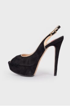 Suede stiletto heeled sandals