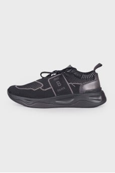 Men's textile sneakers with embroidered logo