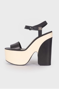 Two tone high platform sandals