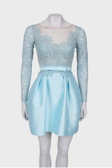 Blue dress with satin hem
