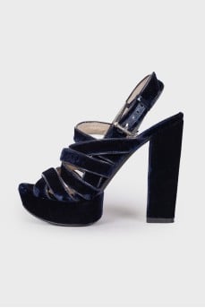 Blue high heel sandals