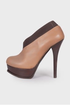 Two tone high heel ankle boots