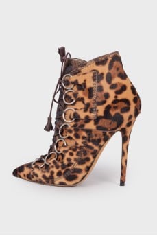 Printed pony leather ankle boots