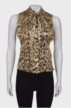 Pleated silk top