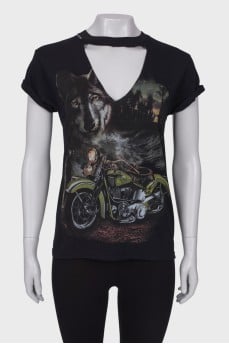 Black V-neck T-shirt