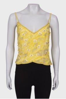 Yellow beaded top