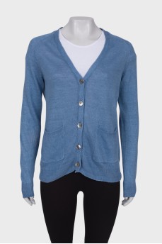 Blue linen cardigan