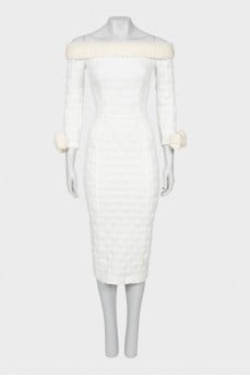 White midi dress with open shoulders