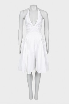 Pleated white dress with spaghetti straps