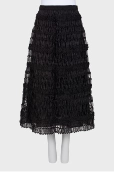 Patterned knitted midi skirt