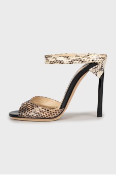 Sandals with embossed stilettos