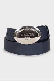 Navy blue leather belt