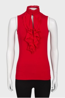 Red ruffled top