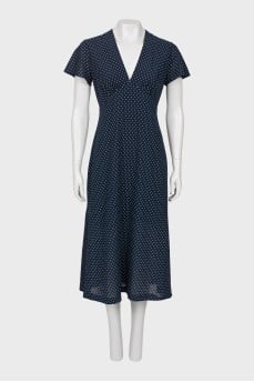 Dark blue polka dot print dress 