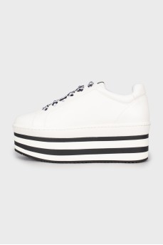 Black and white platform sneakers