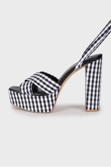 Textile sandals in check print