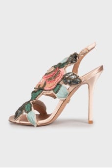 Sandals decorated with beads and sequins