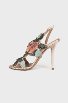 Sandals decorated with embroidery and beads