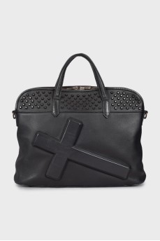 Black briefcase bag with decor