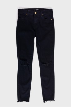 Dark blue ripped effect jeans
