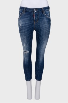 Washed low-rise jeans