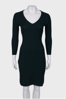 V-neck wool dress