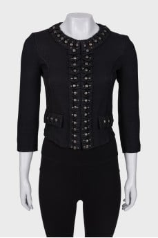 Jacket with metallic rhinestones
