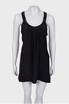 Black dress with beaded embroidery