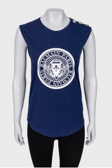 Dark blue T-shirt with brand logo