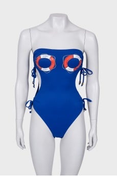 Blue monokini swimsuit with tag