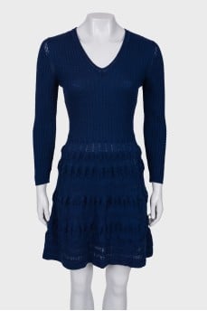 Blue dress with embossed pattern