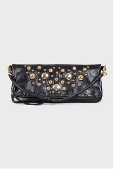 Black bag with golden rhinestones