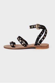 Perforated leather sandals