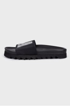 Black sequin sandals