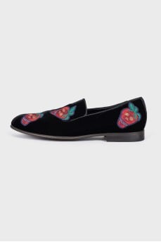 Men's moccasins with embroidered print