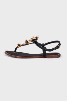 Black sandals with decor