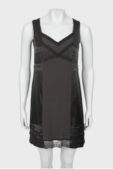 Dark green silk dress