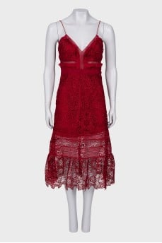 Red dress with patterned spaghetti straps