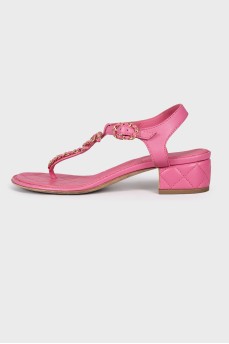 Pink leather sandals