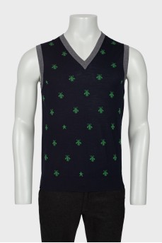 Men's wool vest in print