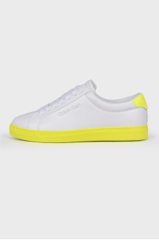 Leather sneakers with yellow soles