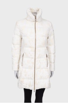 White floral down jacket