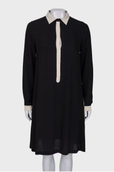 Black and white silk dress