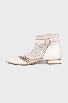 Mesh leather boots
