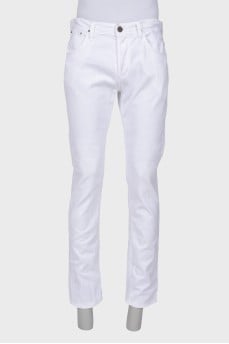 Men's white button-down jeans