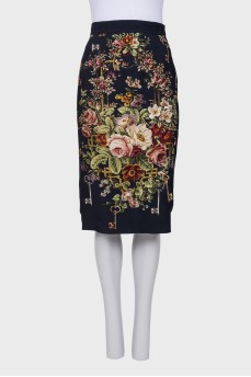 Straight skirt in print