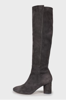 Dark gray suede boots